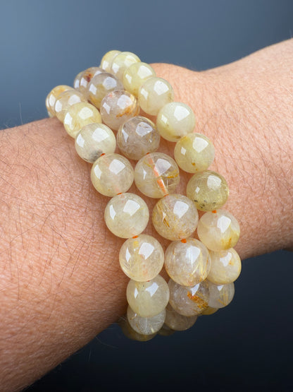 8 MM Rutilated Quartz Bracelets (3 Pieces)