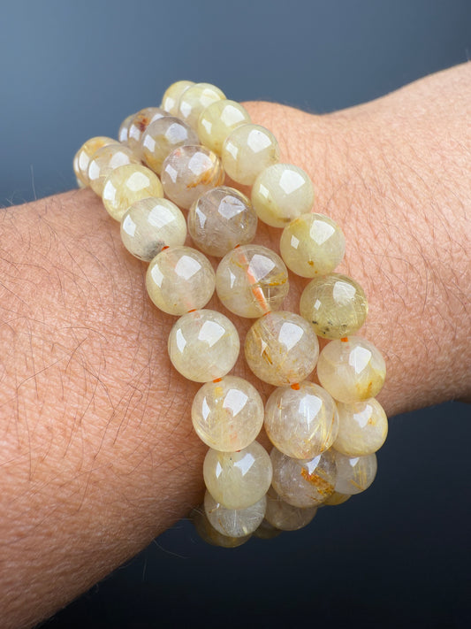 8 MM Rutilated Quartz Bracelets (3 Pieces)