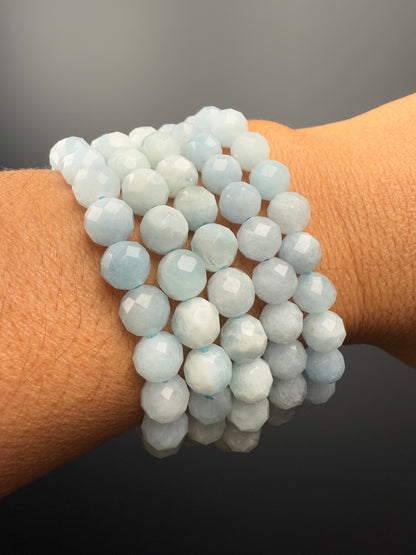 8 MM Aquamarine Bracelets (5 Pieces)