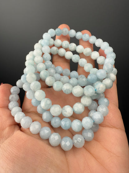 8 MM Aquamarine Bracelets (5 Pieces)