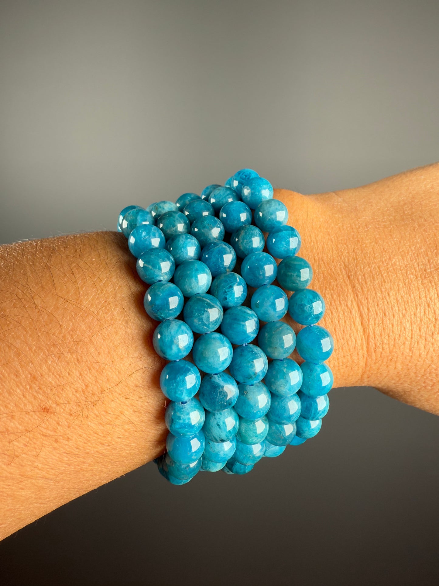 7 MM Blue Apatite Bracelets (8 Pieces)