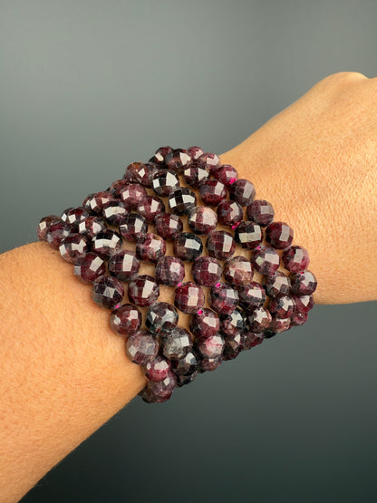 8 MM Garnet Bracelets (3 Pieces)