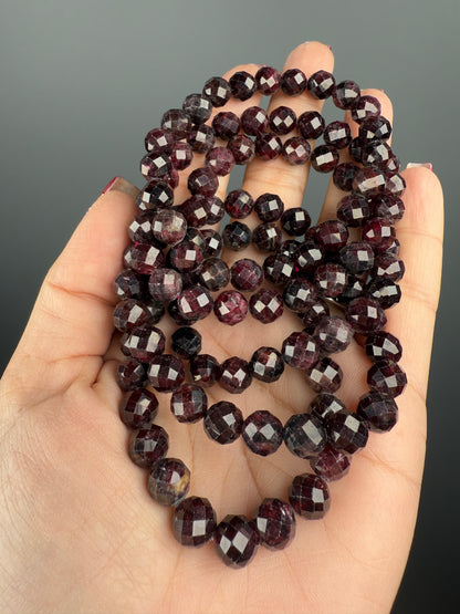 8 MM Garnet Bracelets (3 Pieces)