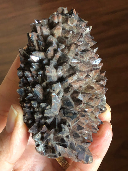 Reddish Brown Hematoid Dog Tooth Calcite Crystal Cluster from Mexico , Reddish Brown Calcite Mineral Specimen