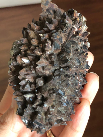 Reddish Brown Hematoid Dog Tooth Calcite Crystal Cluster from Mexico , Reddish Brown Calcite Mineral Specimen