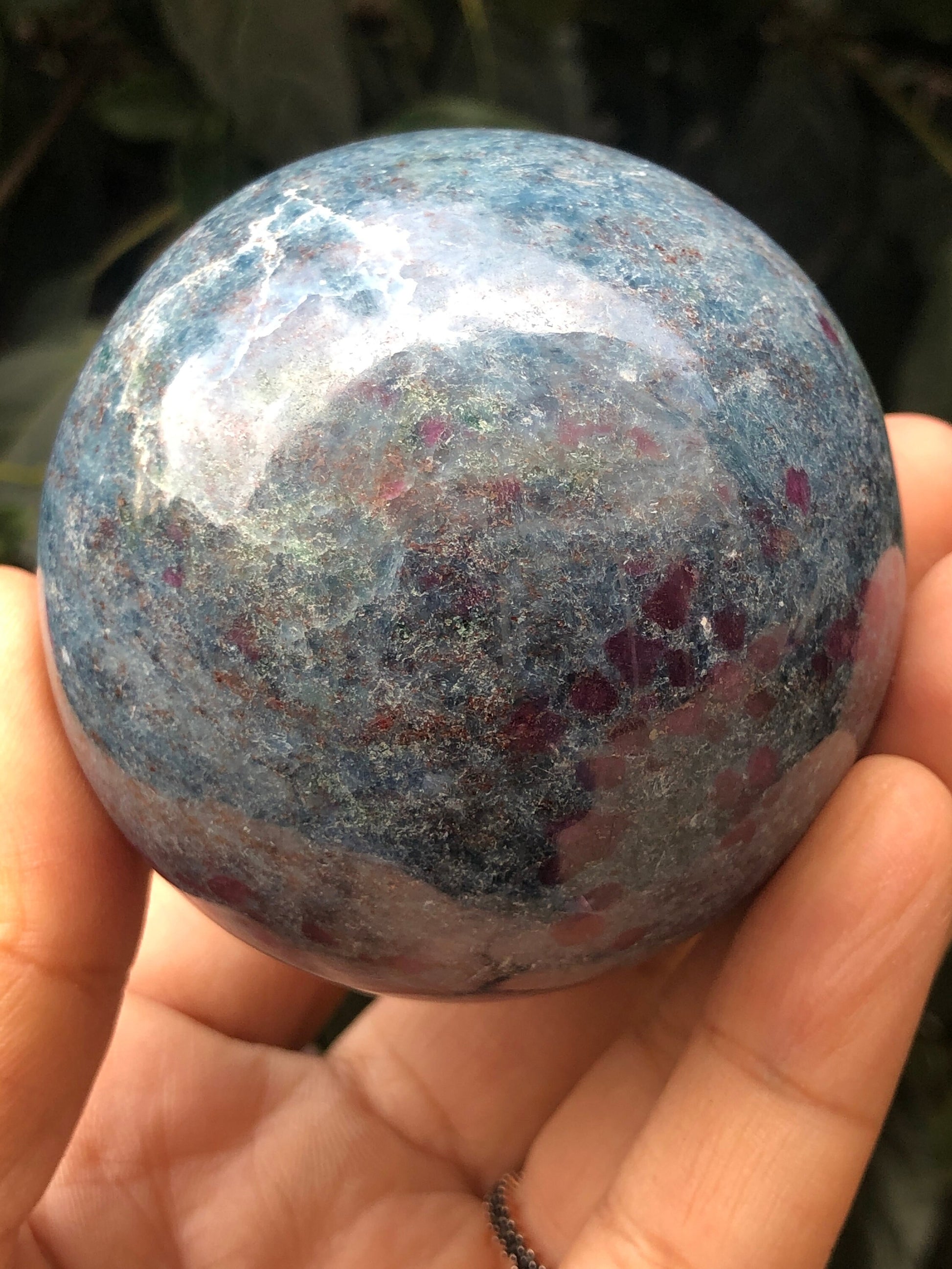 Amazing! Ruby Kyanite Crystal Sphere, Ruby Kyanite Ball,64 MM