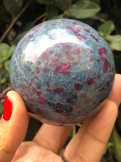 Amazing! Ruby Kyanite Crystal Sphere, Ruby Kyanite Ball,64 MM