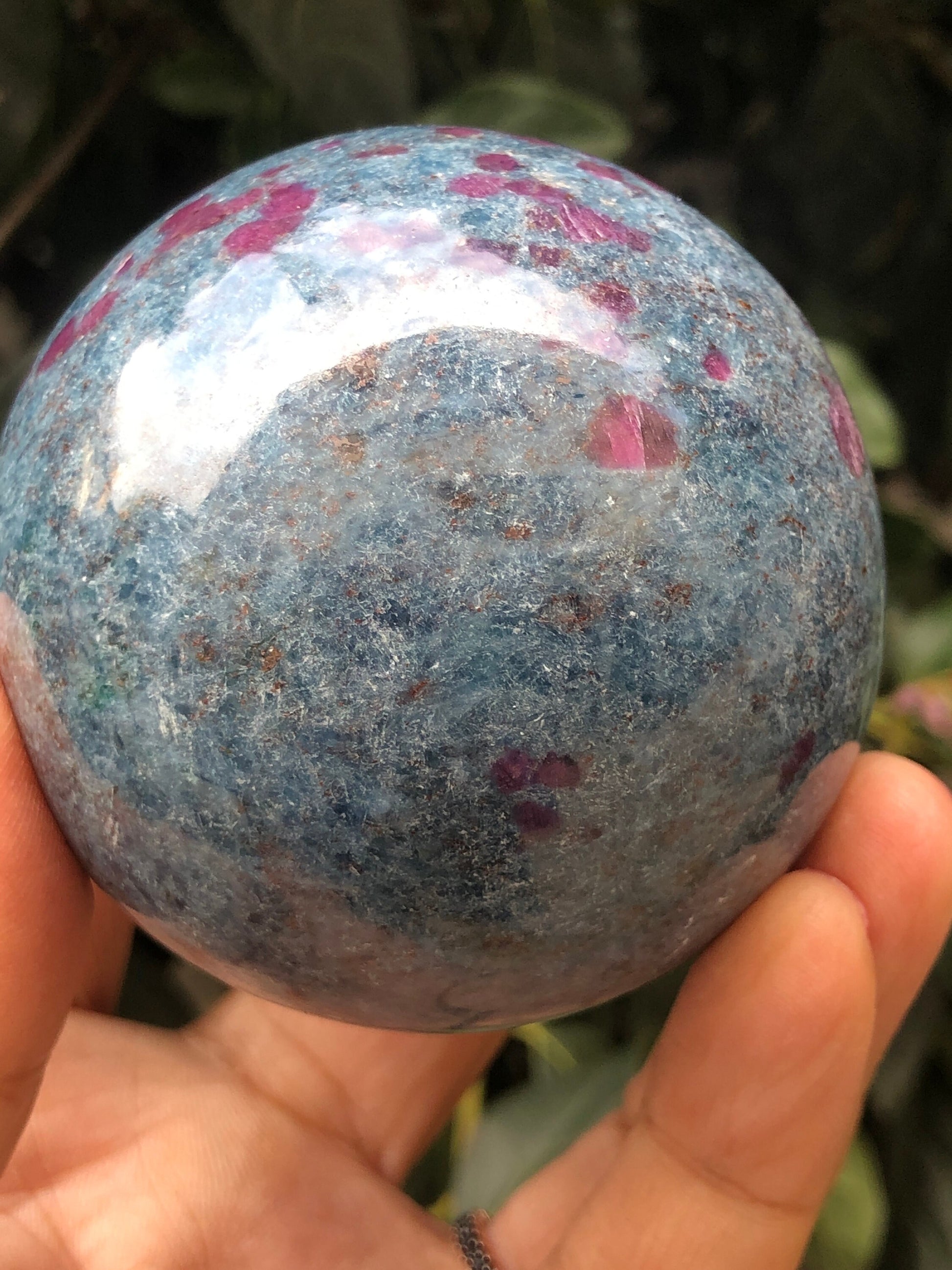 Amazing! Ruby Kyanite Crystal Sphere, Ruby Kyanite Ball,64 MM