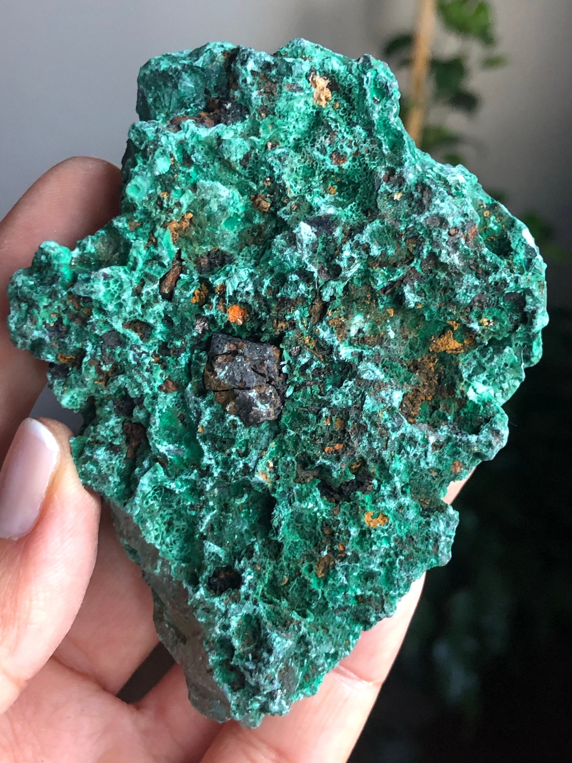 Beautiful Piece! Velvety Green Fibrous Malachite Mineral Specimen, Stone of Transformation