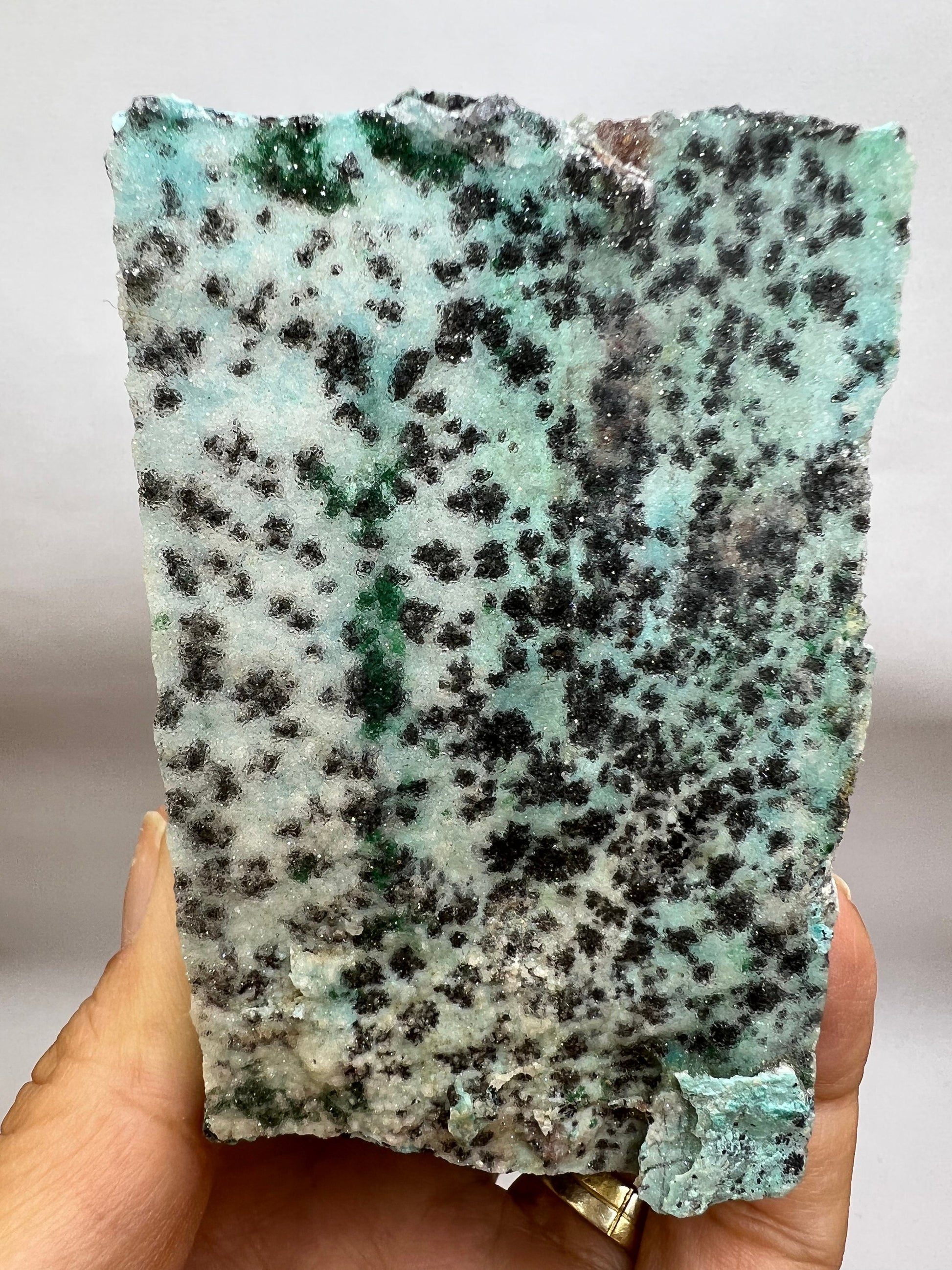 Wow!!!Druzy Blue Chrysocolla with Dendritic Malachite and Manganese Specimen