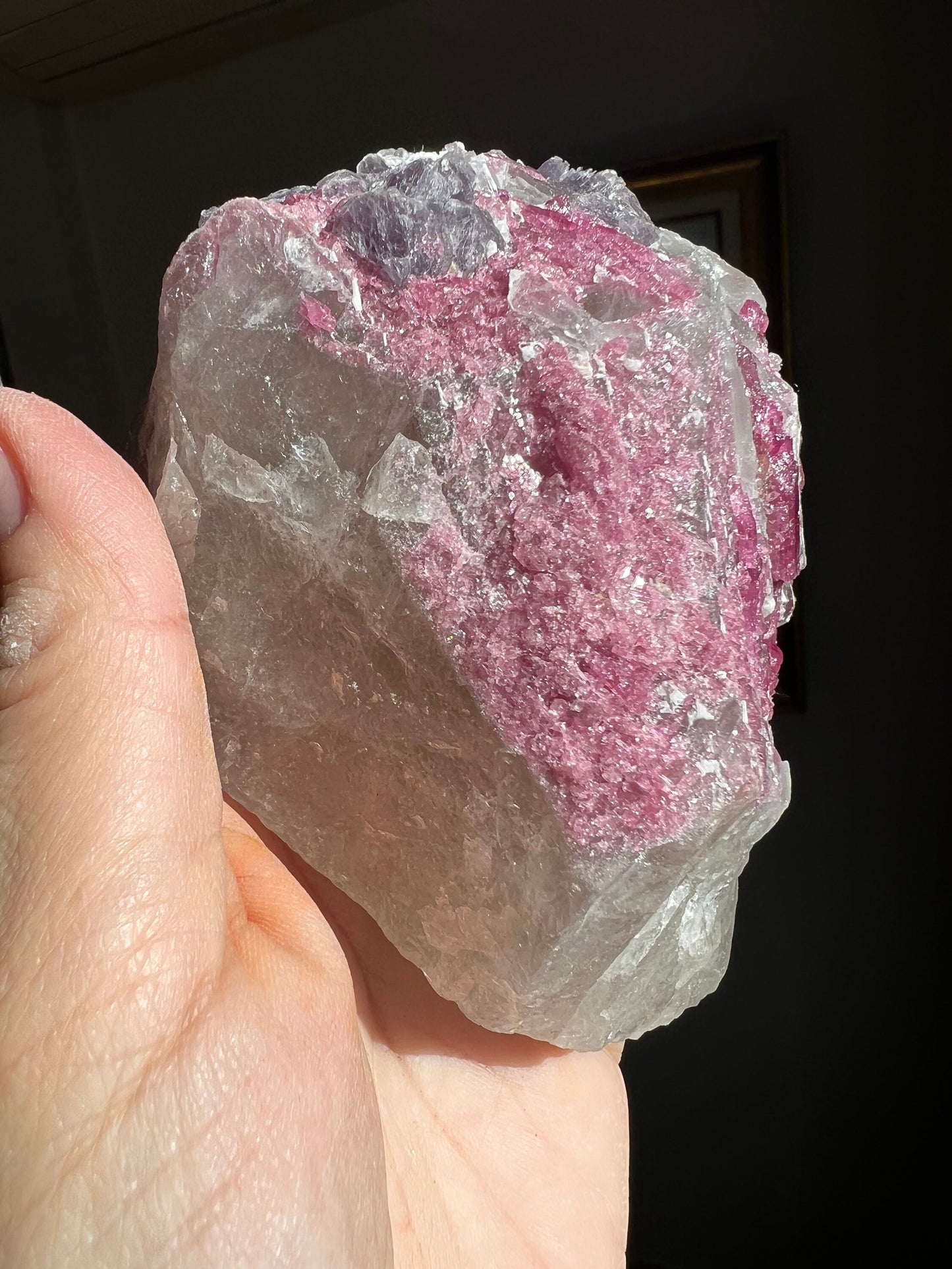 Special Combination! Tourmaline with Lepidolite on Quartz Specimen