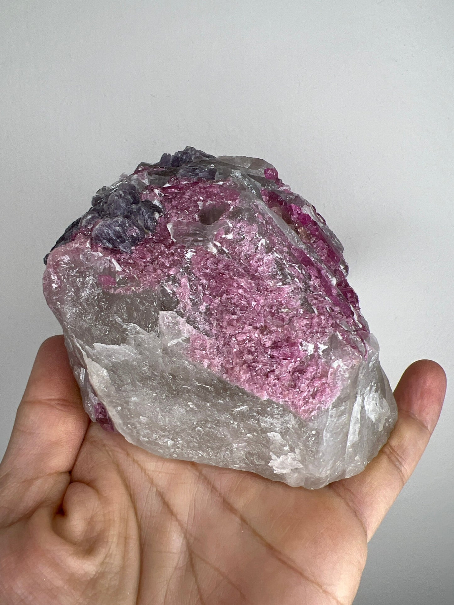 Special Combination! Tourmaline with Lepidolite on Quartz Specimen