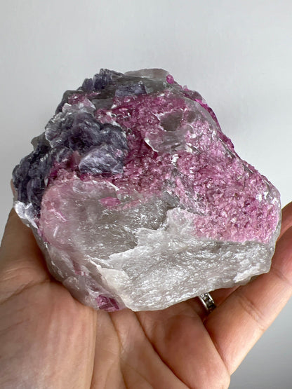 Special Combination! Tourmaline with Lepidolite on Quartz Specimen