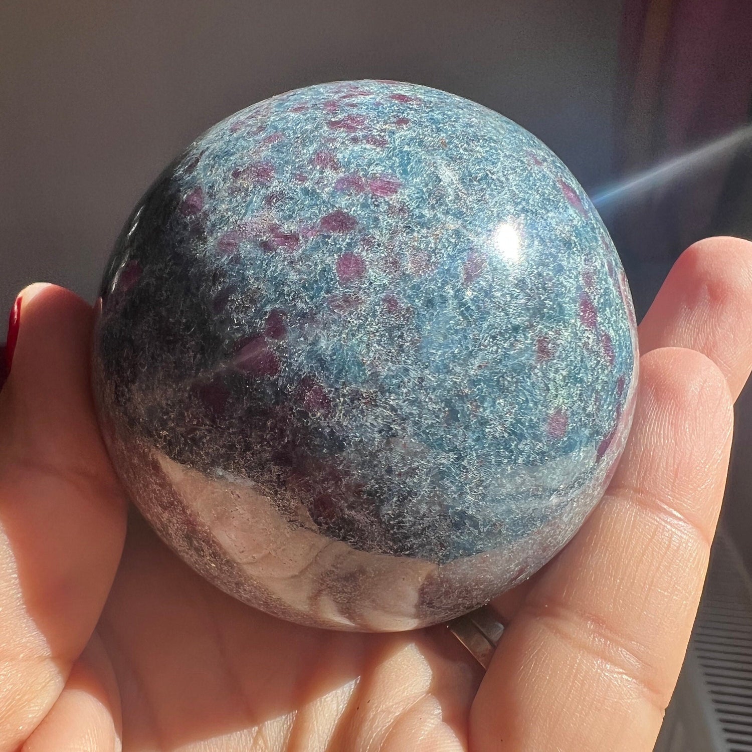 Amazing Colors!Ruby Kyanite Crystal Sphere-65 MM
