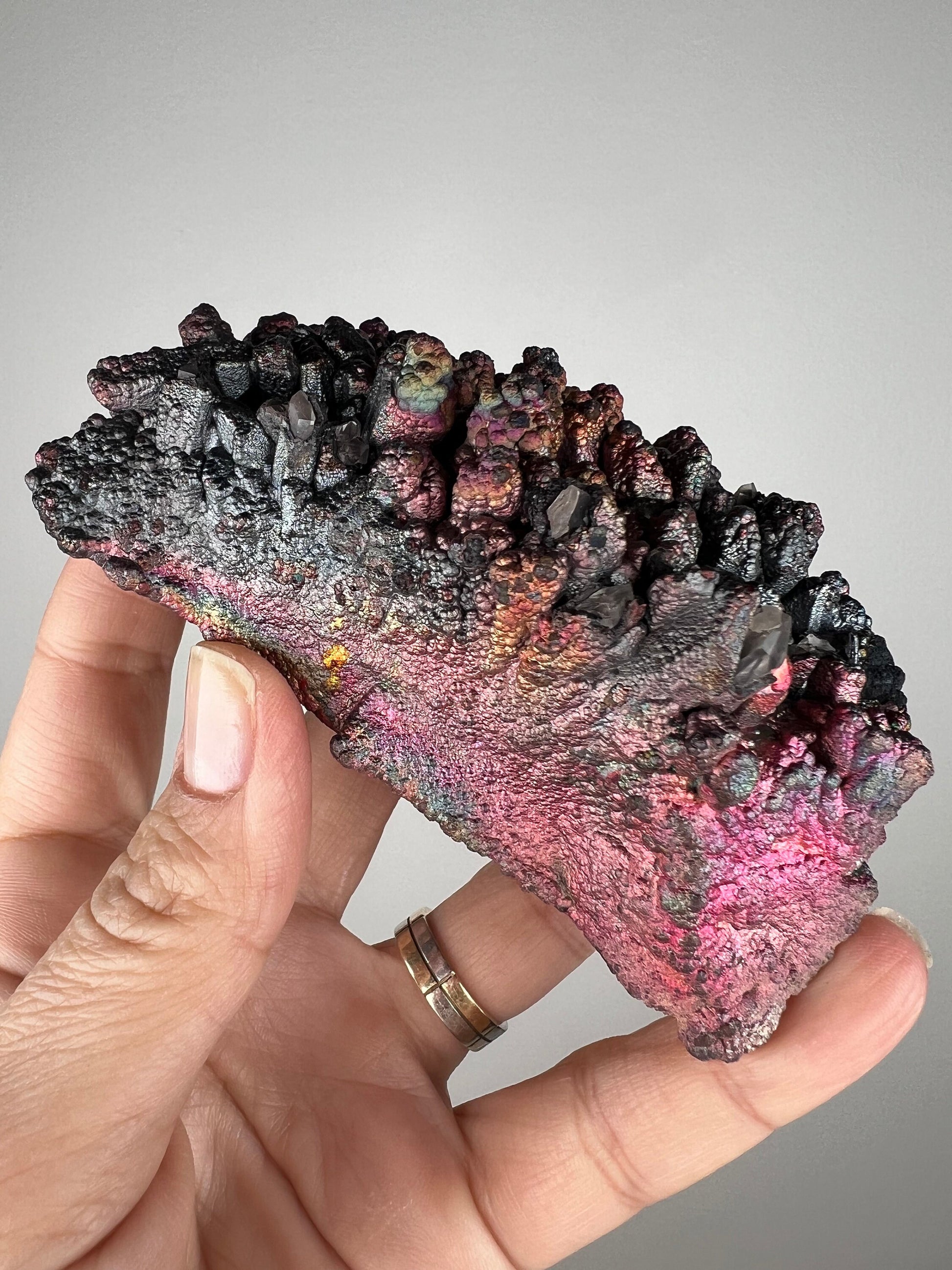 Rare! New Find, Iridescent Colorful Goethite (Turgite) with Quartz Specimen, Amazing Rainbow Colors