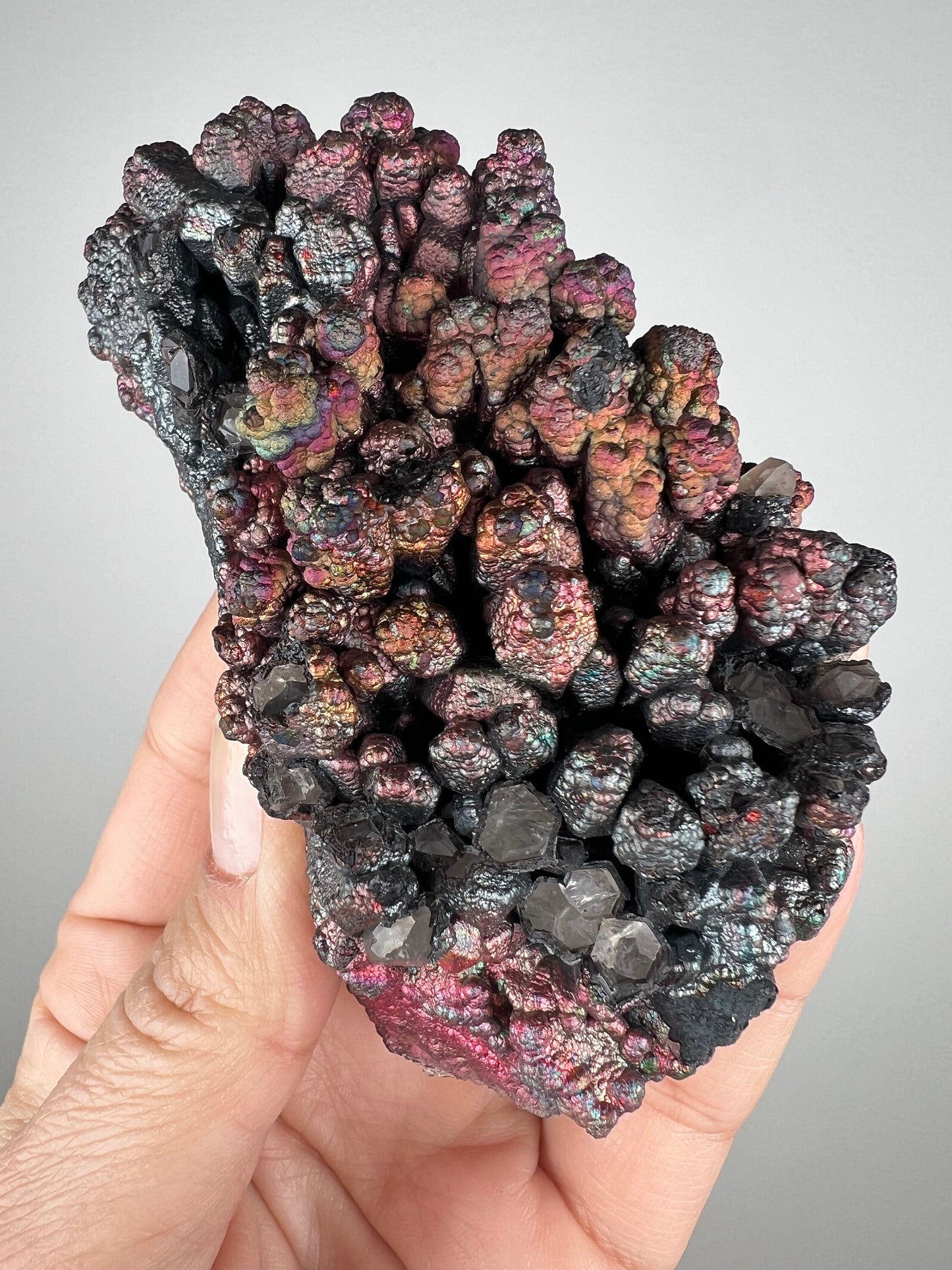 Rare! New Find, Iridescent Colorful Goethite (Turgite) with Quartz Specimen, Amazing Rainbow Colors