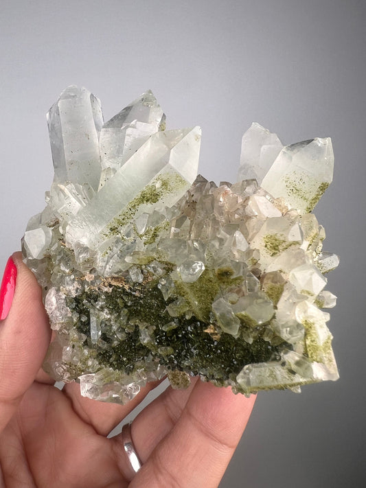 Crystal Quartz Flowers with Glittery Chlorite Crystals Specimen From Turkey