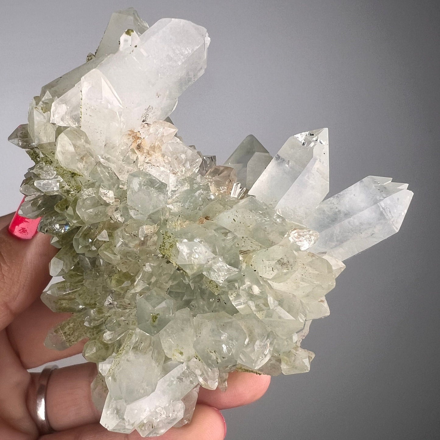 Crystal Quartz Flowers with Glittery Chlorite Crystals Specimen From Turkey