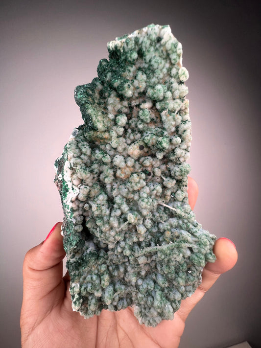 Stunning Piece!Malachite on Druzy Chalcedony Stallactite Specimen from Kalume,Congo