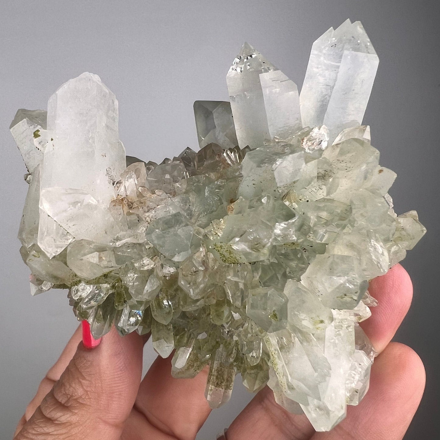 Crystal Quartz Flowers with Glittery Chlorite Crystals Specimen From Turkey