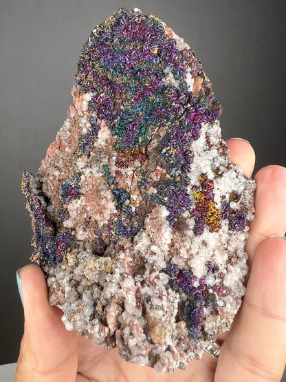 Amazing Rainbow Bornite with Calcite Specimen