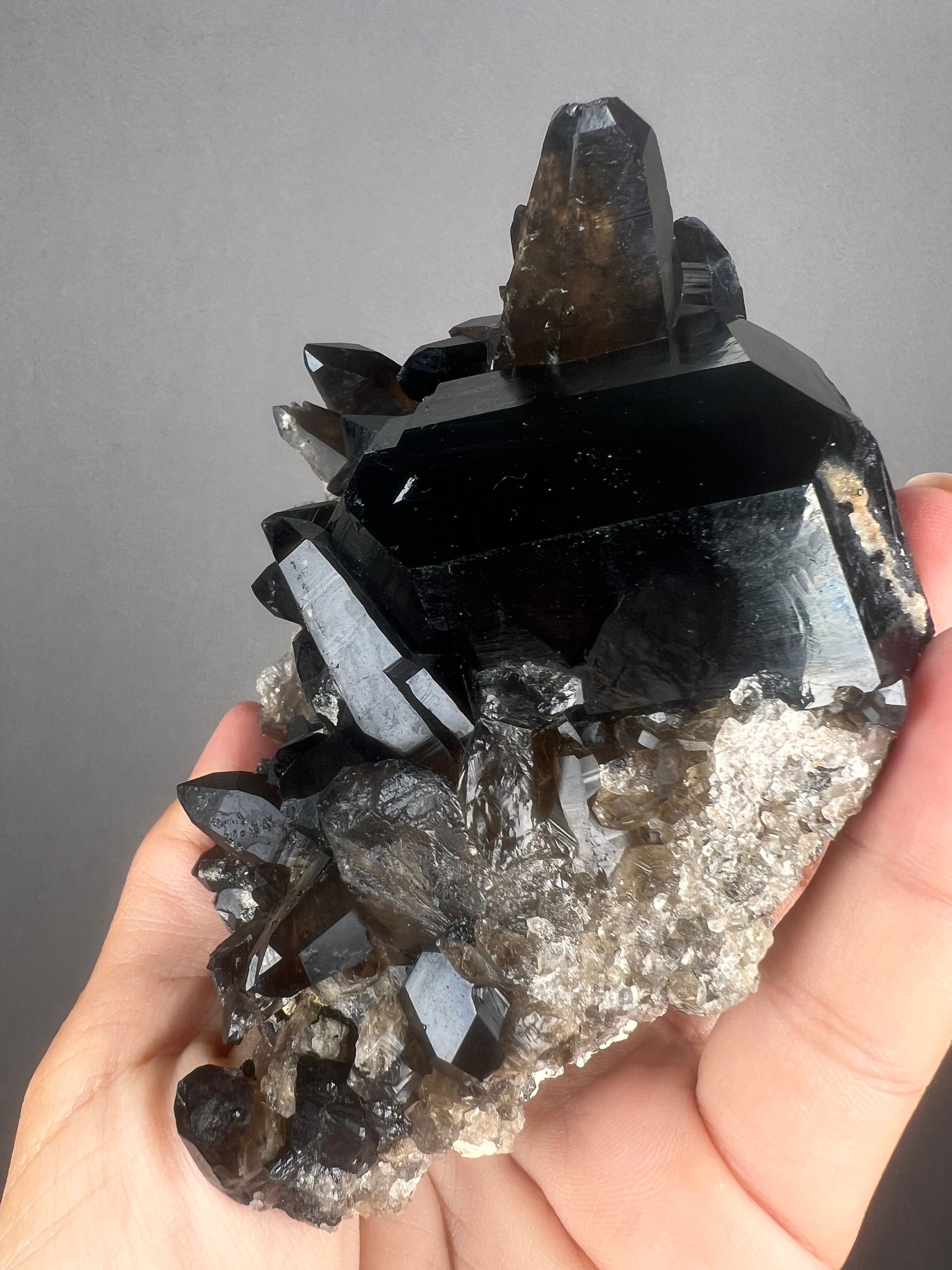 Feel the High Vibration! Black Tourmaline Crystal With Smokey Quartz Crystal Specimen