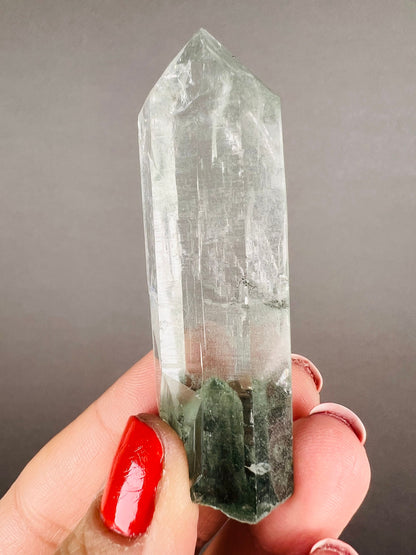 Amazing Clarity! Himalayan Clear Quartz with Green Chlorite from Indian Himalayas