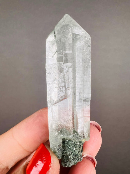 Amazing Clarity! Himalayan Clear Quartz with Green Chlorite from Indian Himalayas