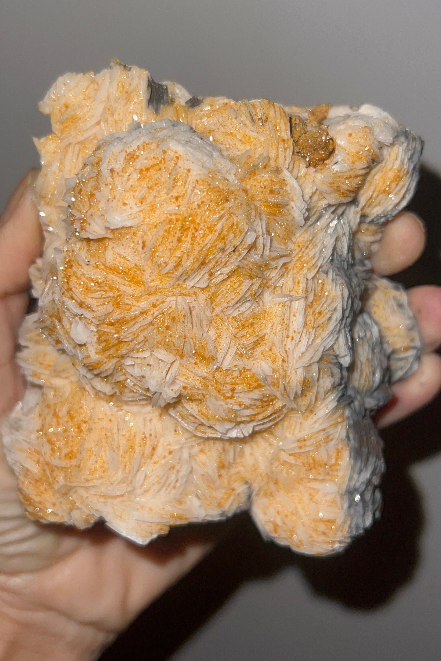 Sugar Vanadinite on White Barite Crystal Specimen