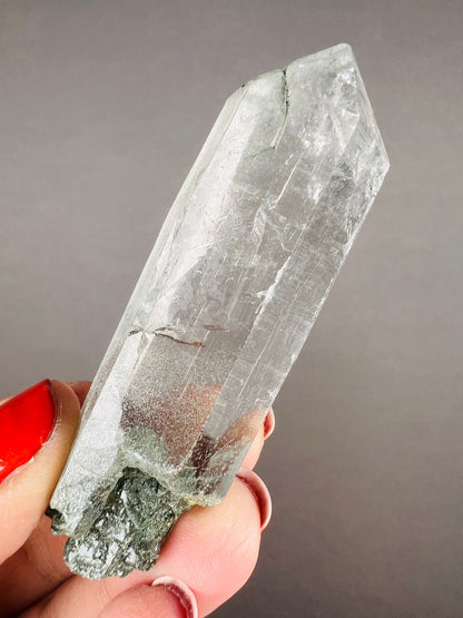 Amazing Clarity! Himalayan Clear Quartz with Green Chlorite from Indian Himalayas