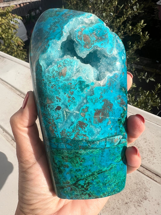 Self-Standing Piece! Blue and Green , Polished Malachite- Druzy Chrysocolla Crystal