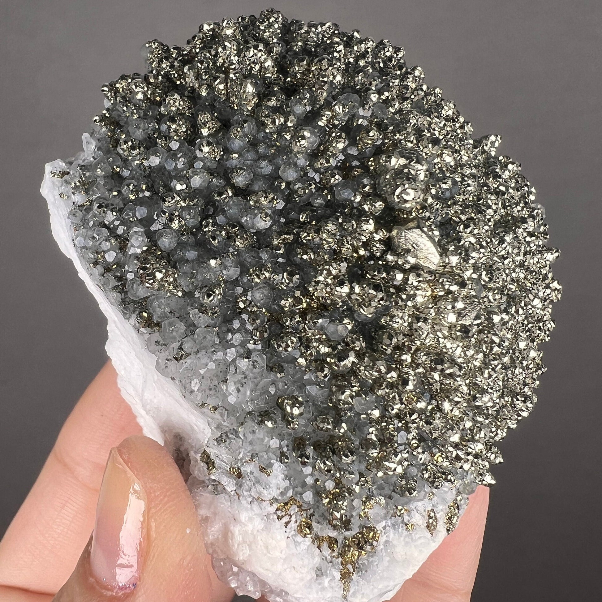 Amazing Piece! Pyrite Crystal on Calcite with Galena (backside) Specimen