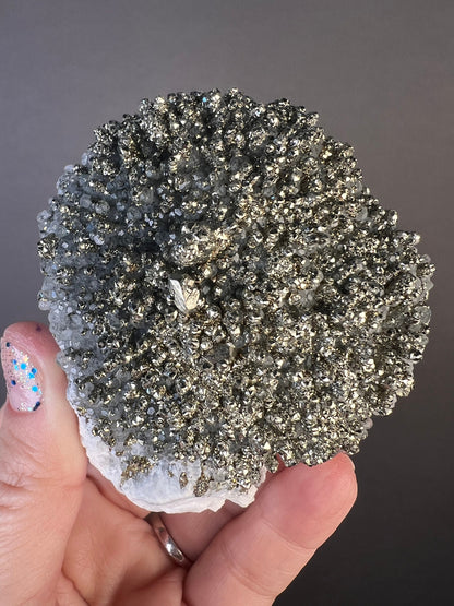 Amazing Piece! Pyrite Crystal on Calcite with Galena (backside) Specimen