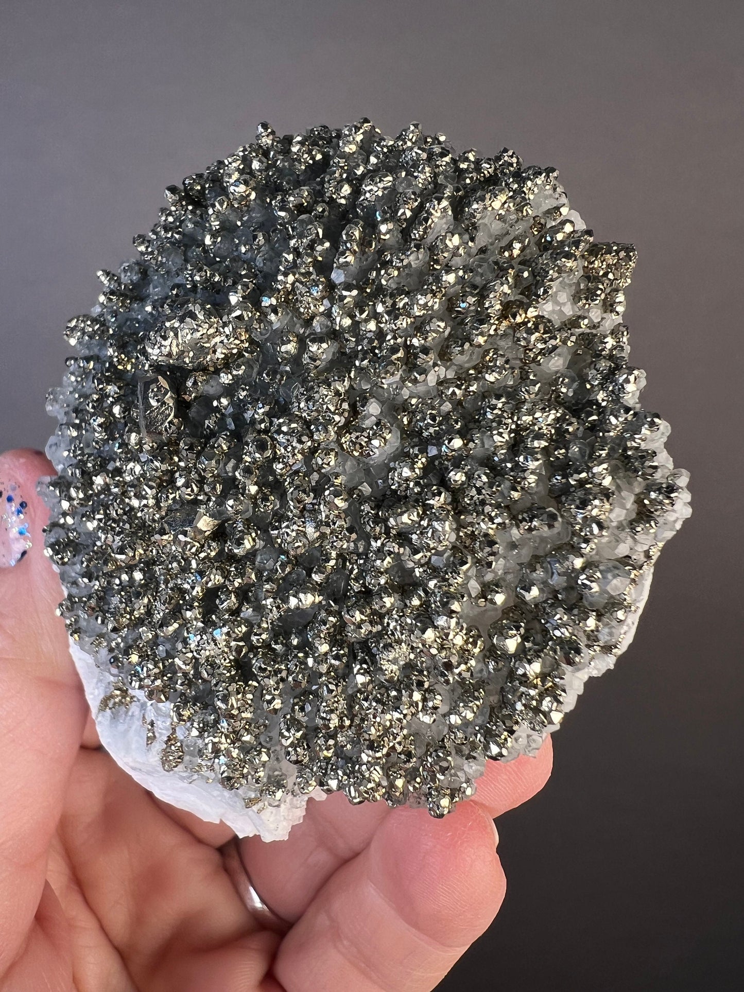 Amazing Piece! Pyrite Crystal on Calcite with Galena (backside) Specimen