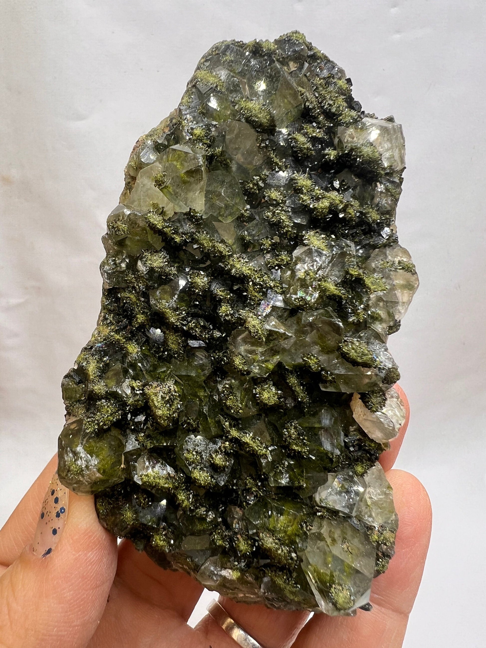 Quartz with Epidote Crystal Specimen, Epidote Quartz