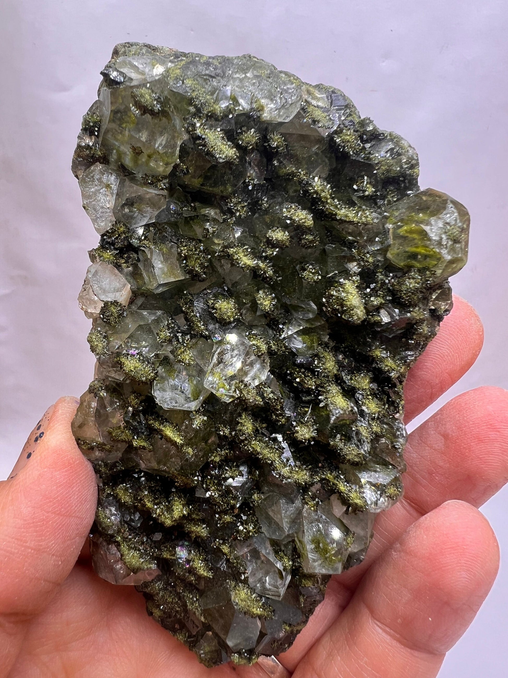 Quartz with Epidote Crystal Specimen, Epidote Quartz