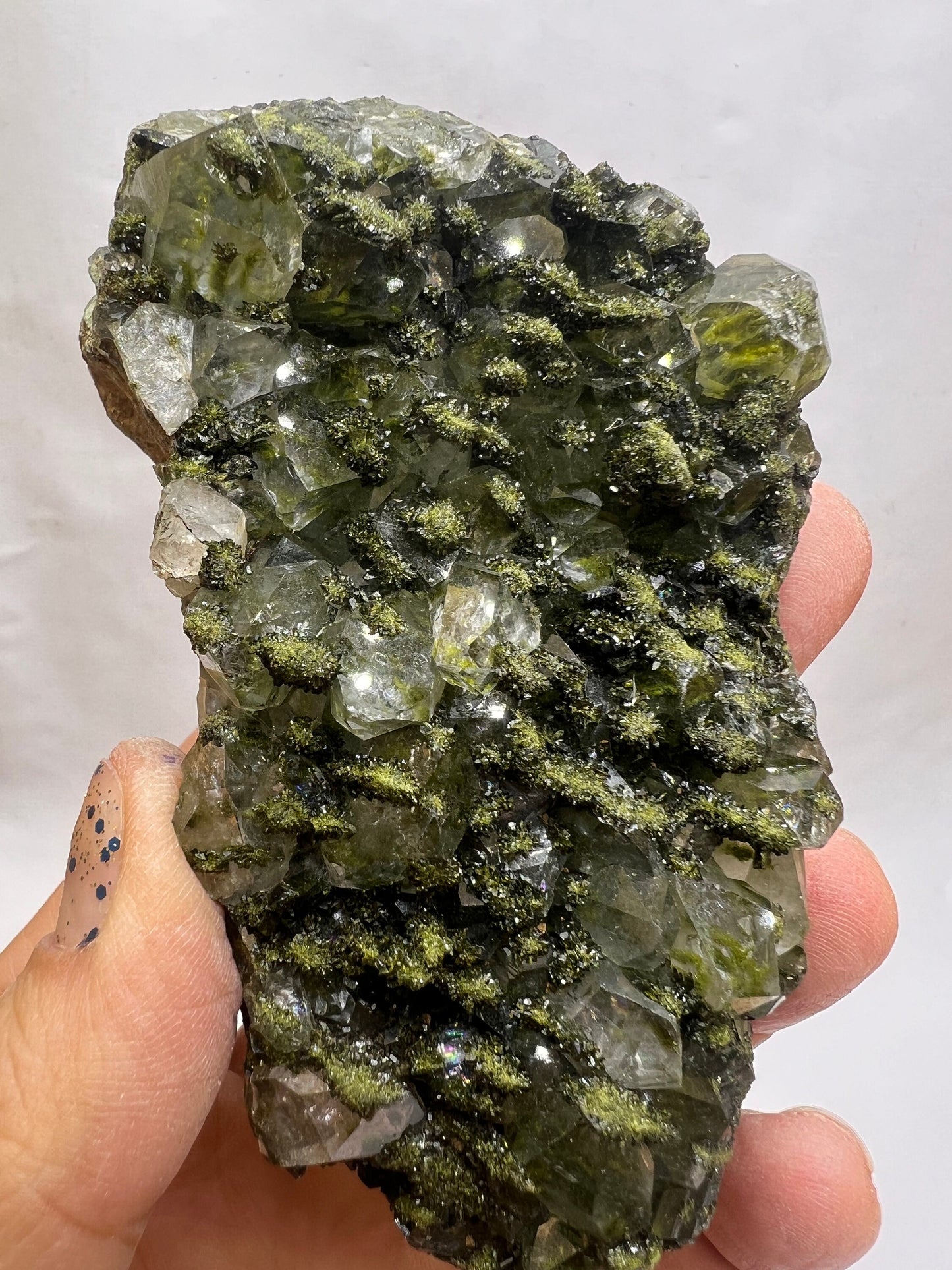 Quartz with Epidote Crystal Specimen, Epidote Quartz