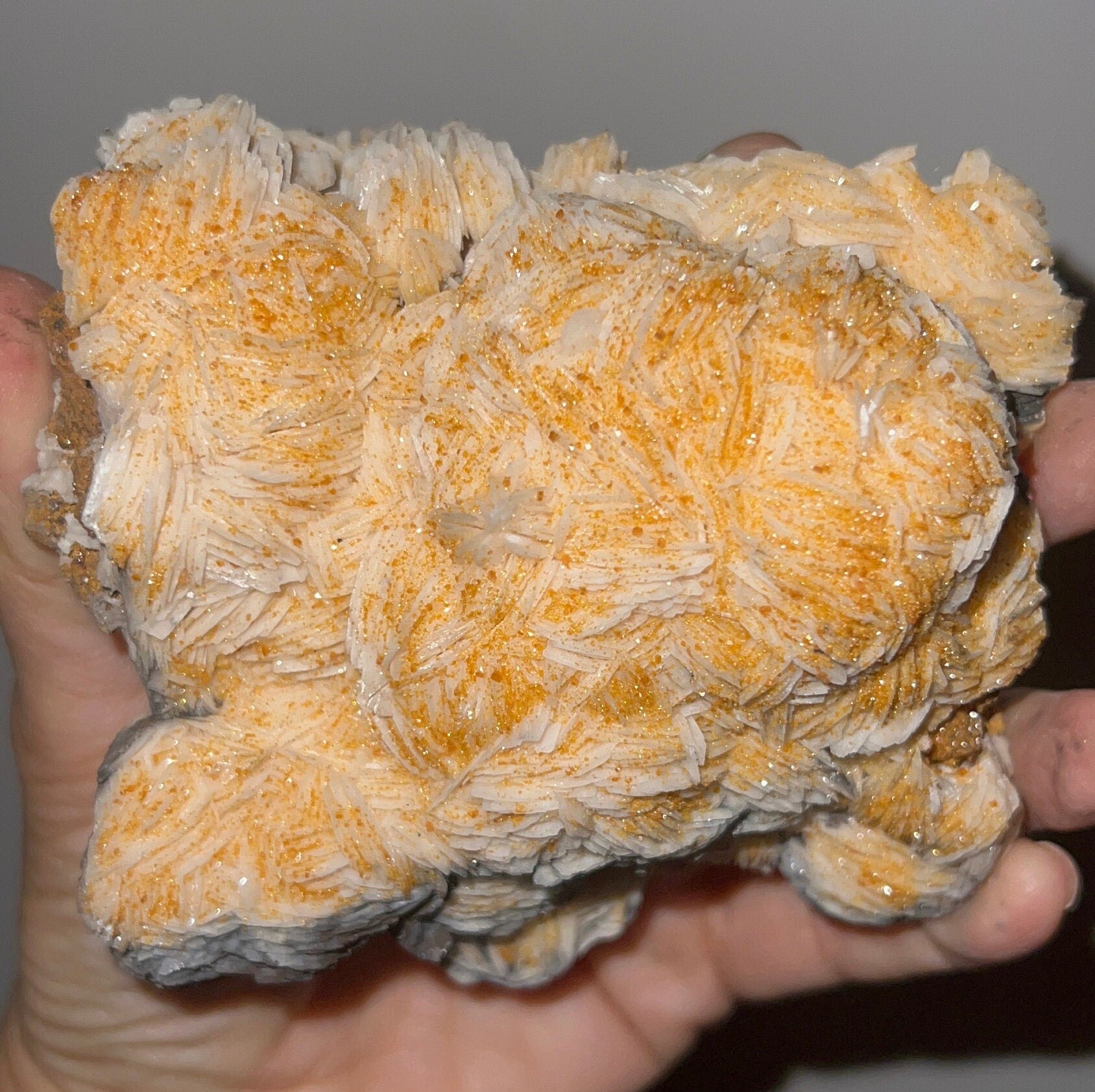 Sugar Vanadinite on White Barite Crystal Specimen