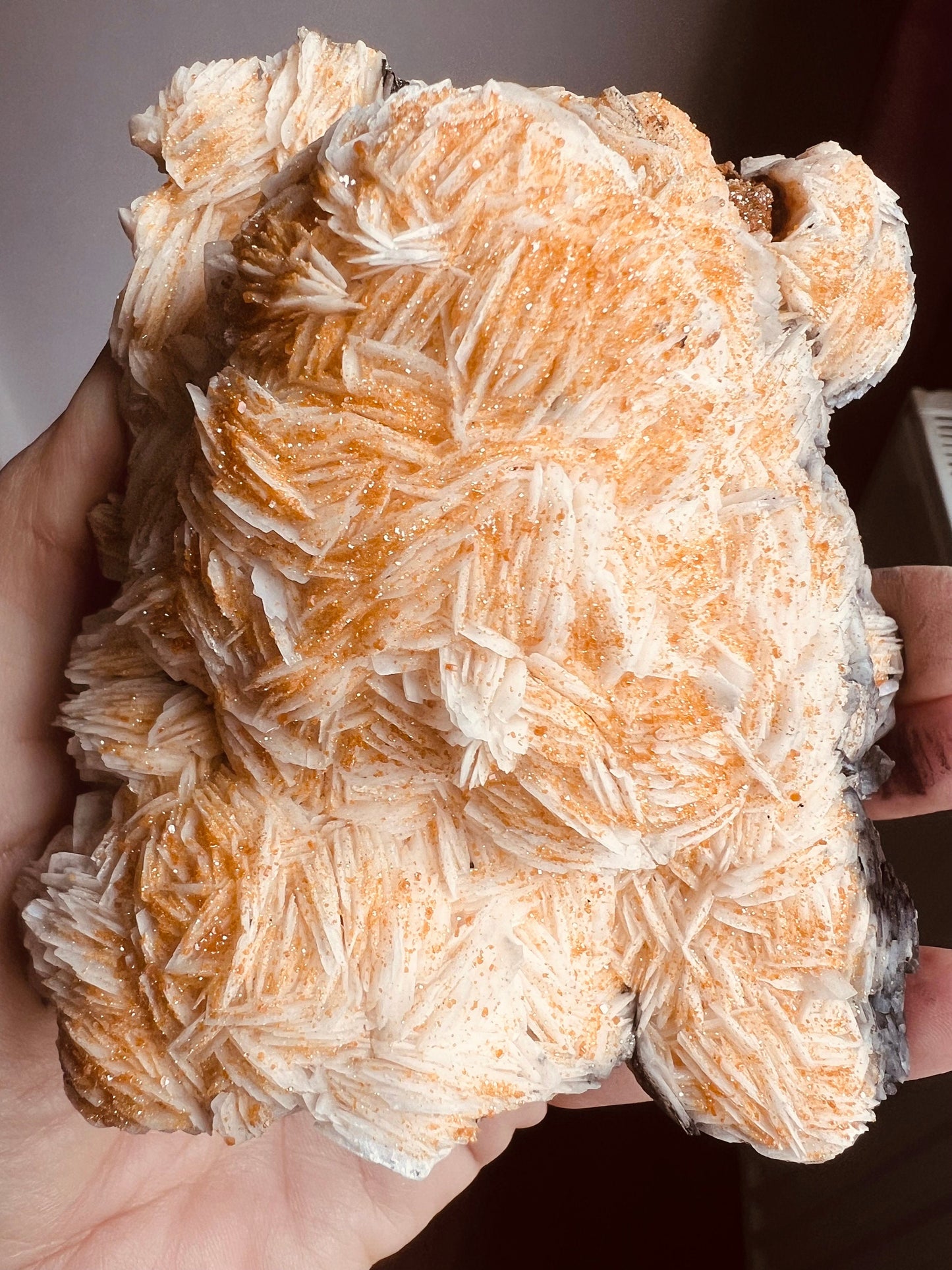 Sugar Vanadinite on White Barite Crystal Specimen