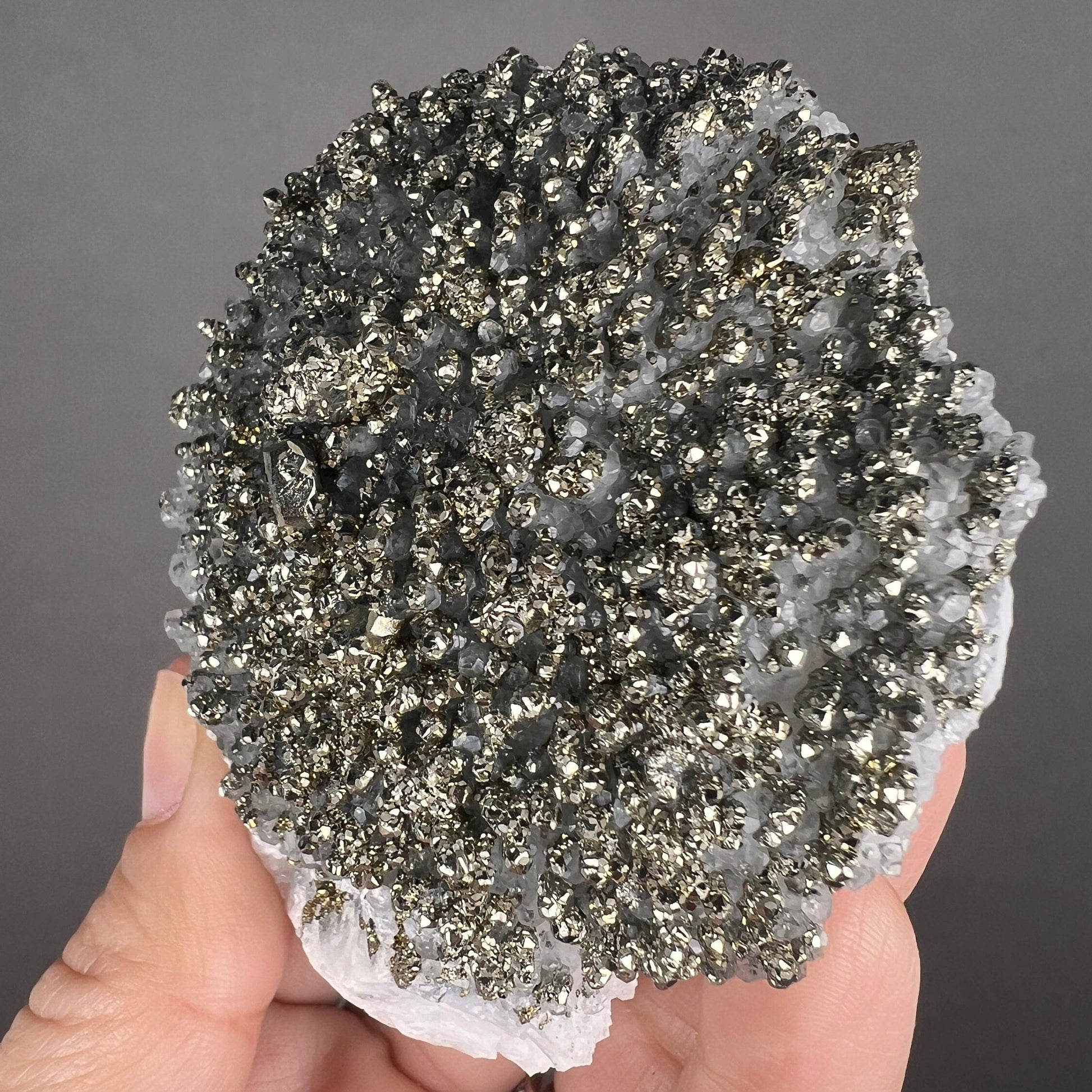 Amazing Piece! Pyrite Crystal on Calcite with Galena (backside) Specimen