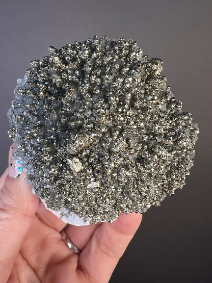 Amazing Piece! Pyrite Crystal on Calcite with Galena (backside) Specimen