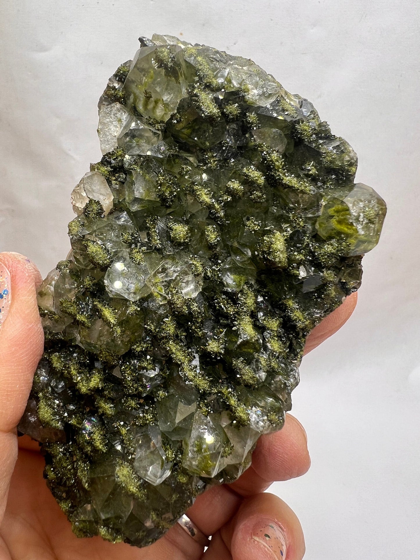 Quartz with Epidote Crystal Specimen, Epidote Quartz