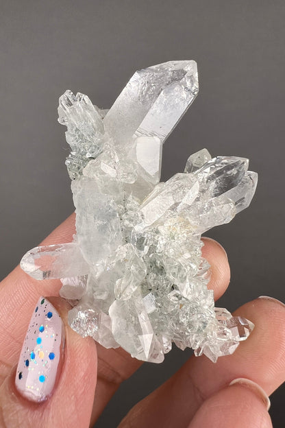 Beautiful Piece! Himalayan Clear Quartz with Green Chlorite from Indian Himalayas