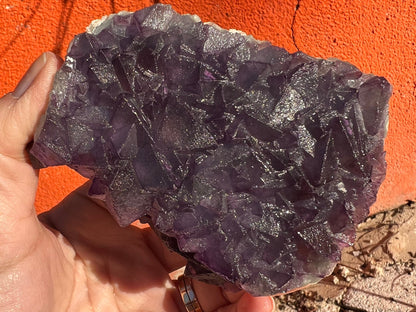 Amazing Color and Amazing Crystal Pattern ! Bi-Color Fluorite Crystal Specimen