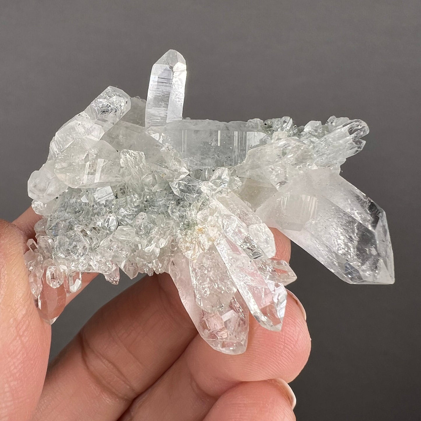 Beautiful Piece! Himalayan Clear Quartz with Green Chlorite from Indian Himalayas