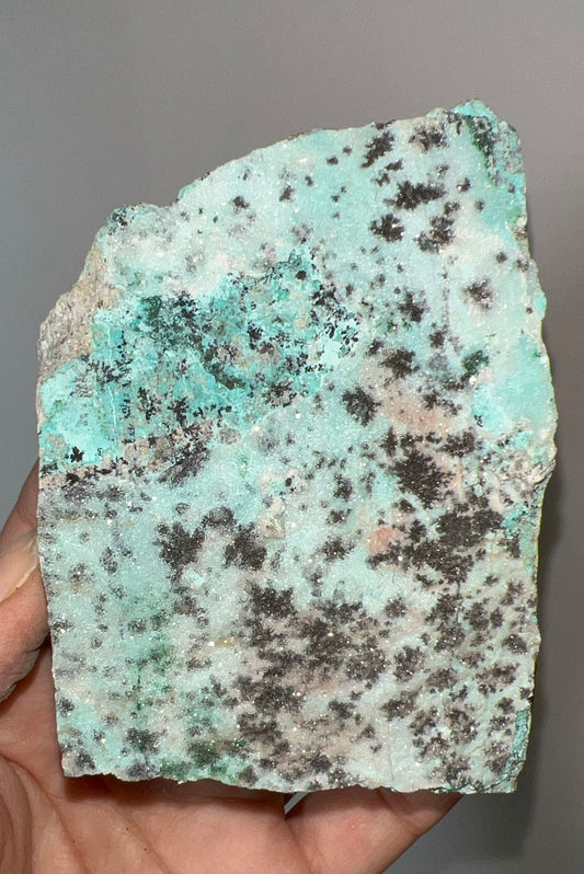 Druzy Blue Chrysocolla with Dendritic Malachite and Manganese Specimen