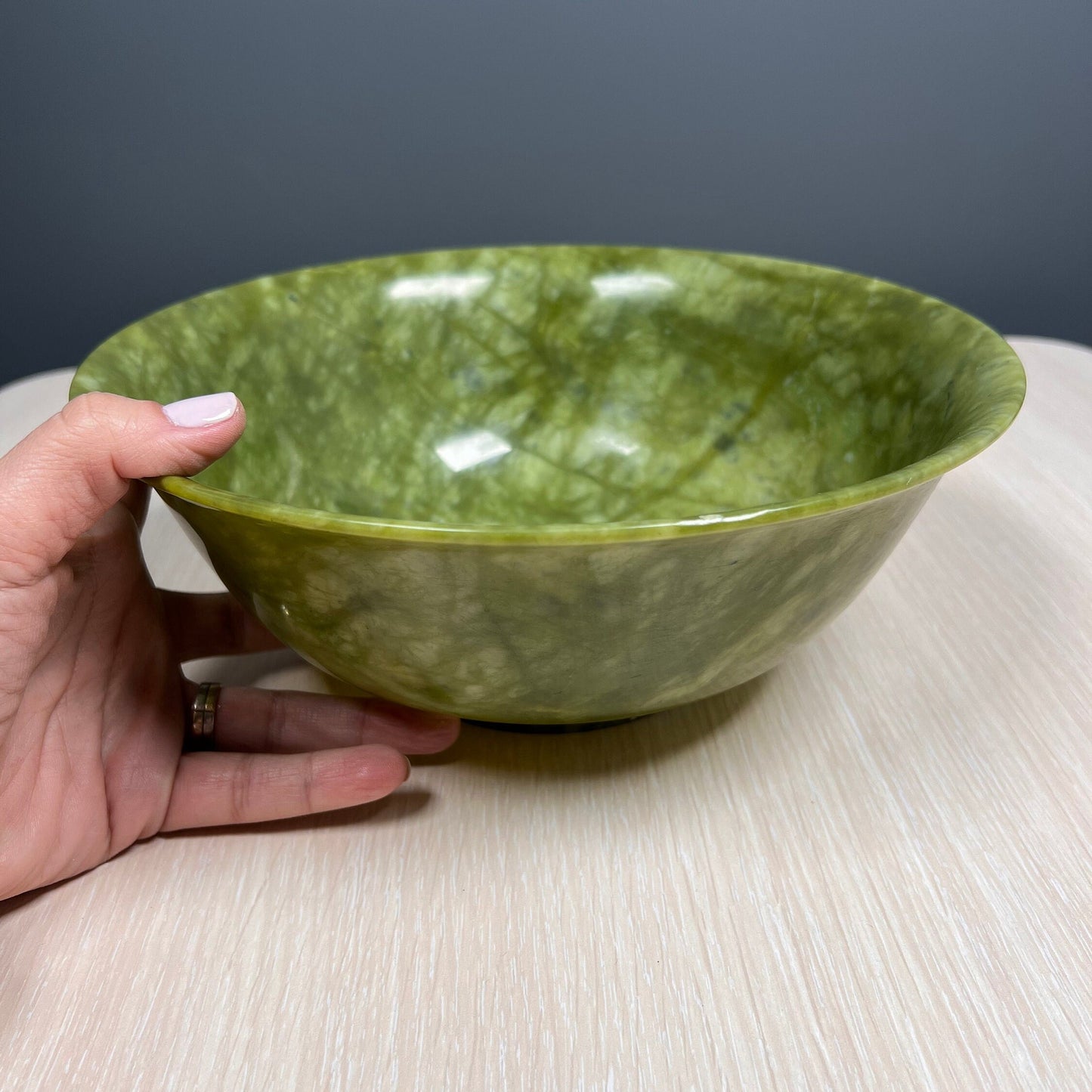 Gorgeous! 10'' Jade Bowl, Big Size Jade Antique Chinese Bowl