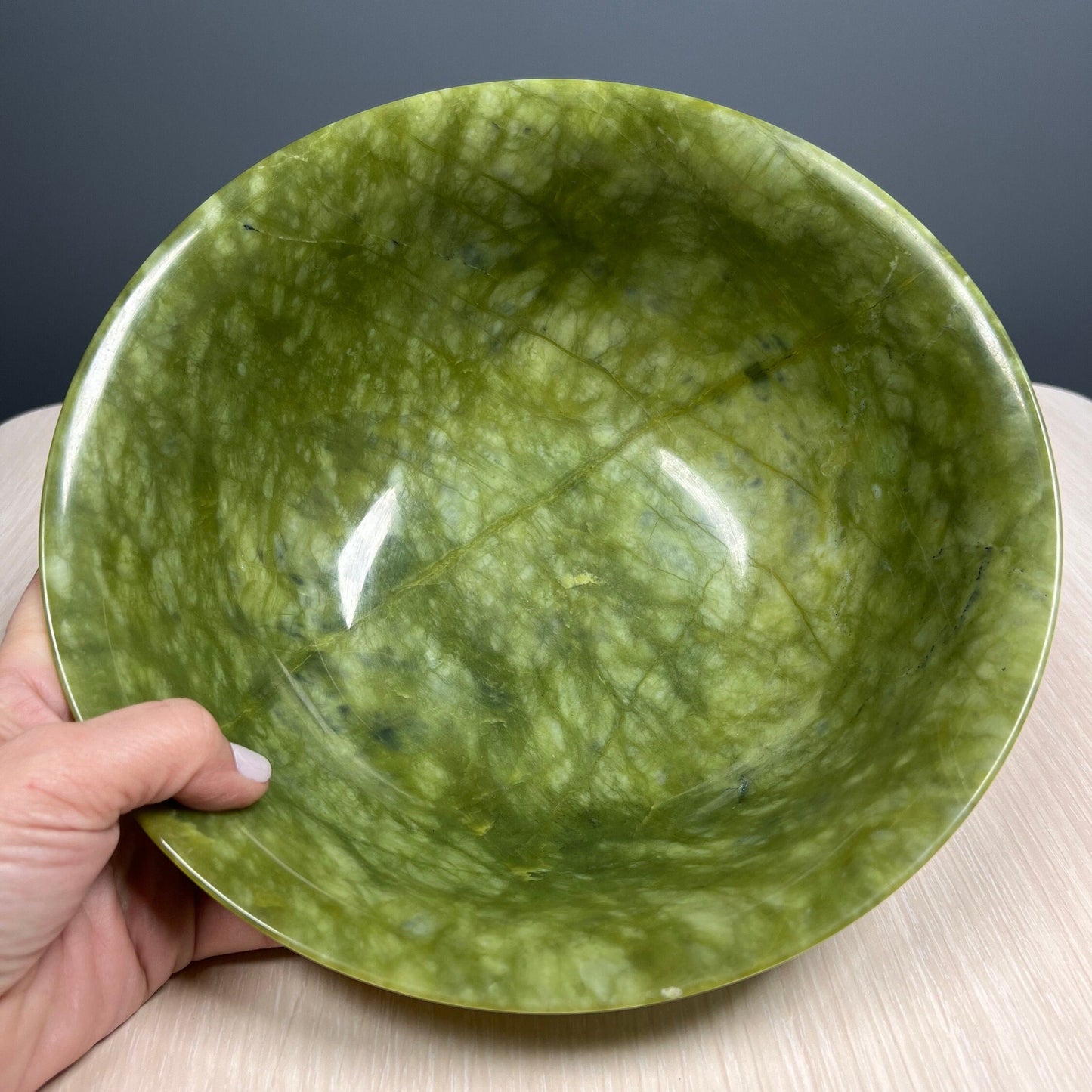 Gorgeous! 10'' Jade Bowl, Big Size Jade Antique Chinese Bowl