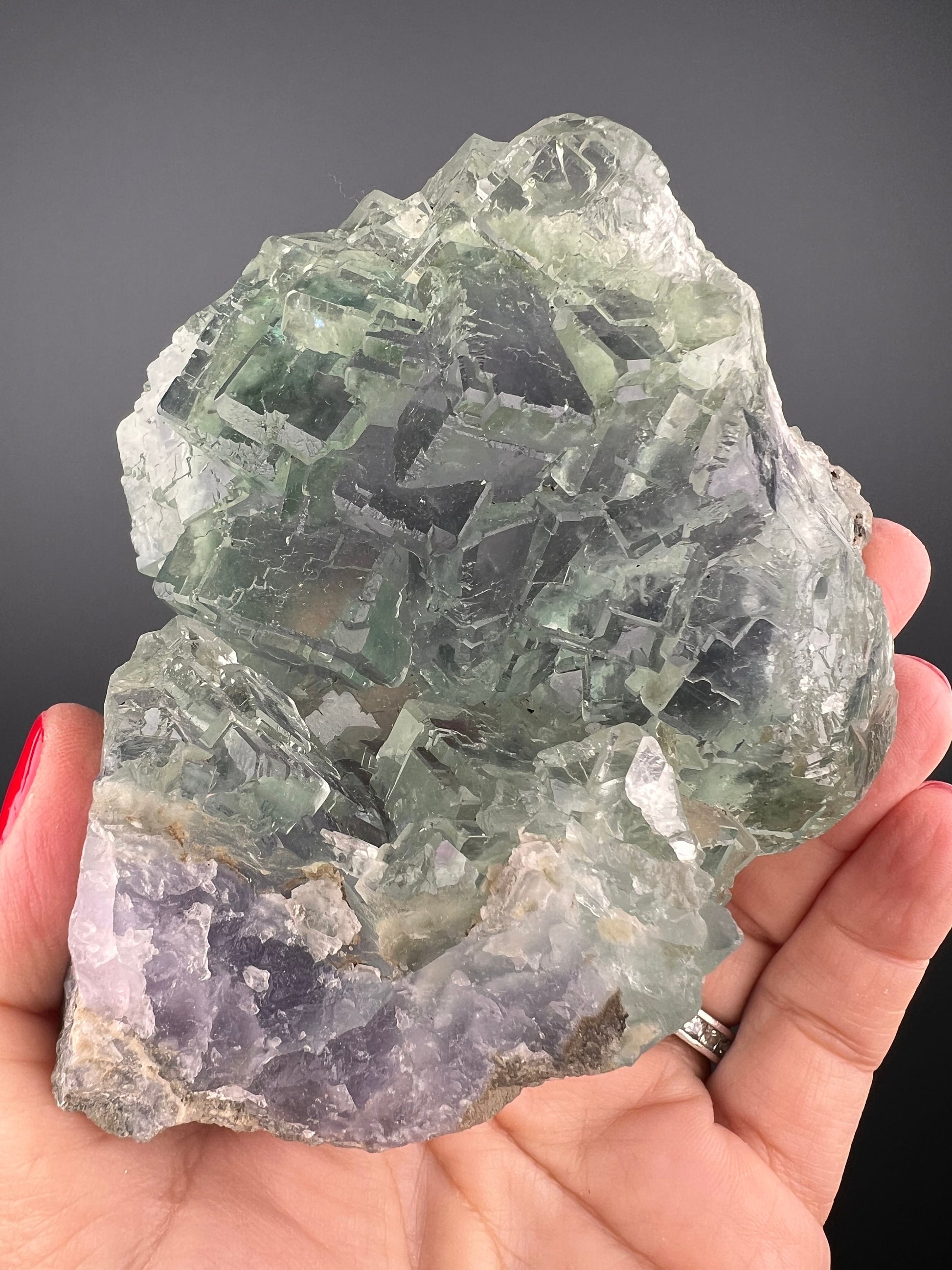 Amazing Clarity! Gemmy Green&Purple Fluorite Crystal