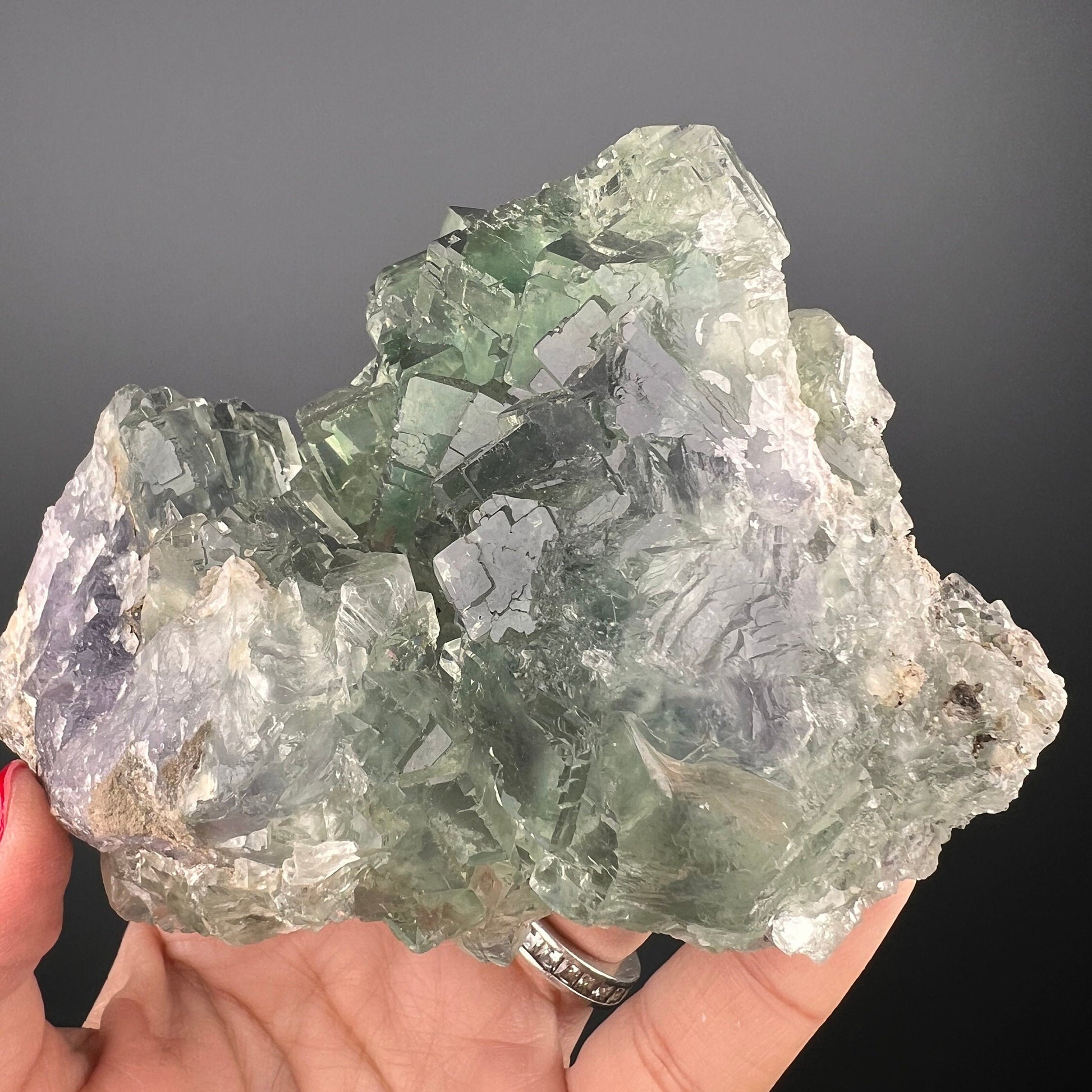 Amazing Clarity! Gemmy Green&Purple Fluorite Crystal